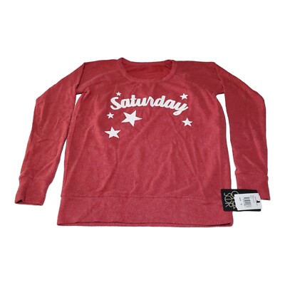 NWT Chaser Saturday Sweatshirt Women's Sz Small Red Backless Glitter Super Soft