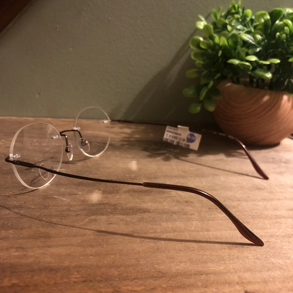 NOVO Óculos Armações de Óculos Naturalmente Sem Aro NR 372 MARROM 50 DE 50-17-135 - Imagem 4 de 4
