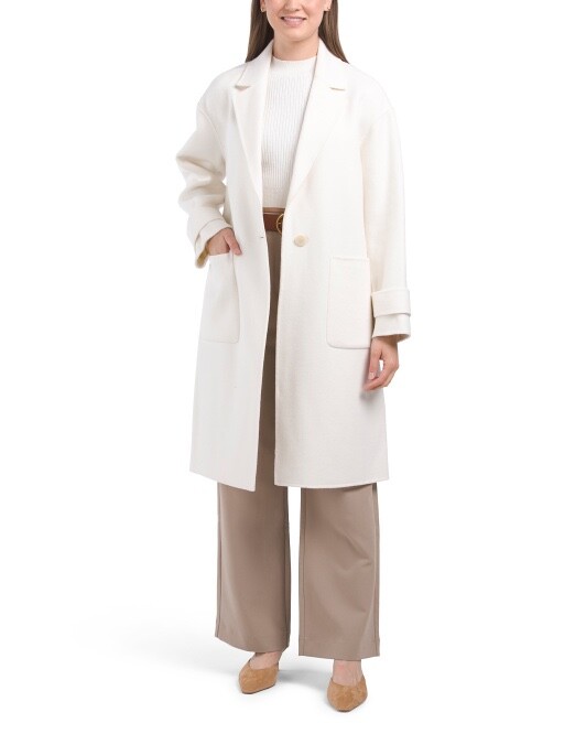 Theory M Medium Easy One Button Womens Coat Ivory Winsome 2 Overcoat $795