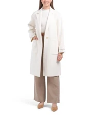Theory M Medium Easy One Button Womens Coat Ivory Winsome 2 Overcoat $795