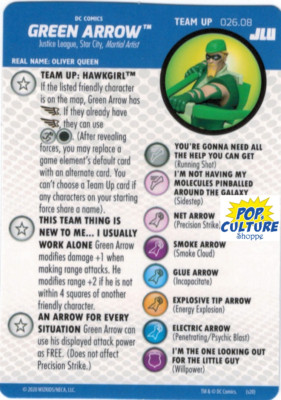 HEROCLIX JLU Team Up Card 026.08 GREEN ARROW Hawkgirl