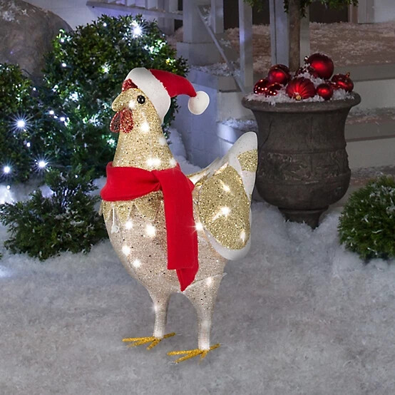 LED Lighted Chicken Sparkling Farm Animal Christmas Holiday Yard Decor NEW