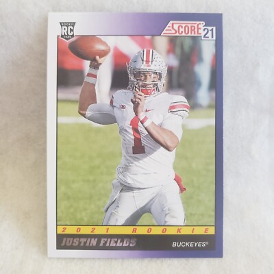 2021 Panini Score Justin Fields 1991 Throwback Rookie Card 