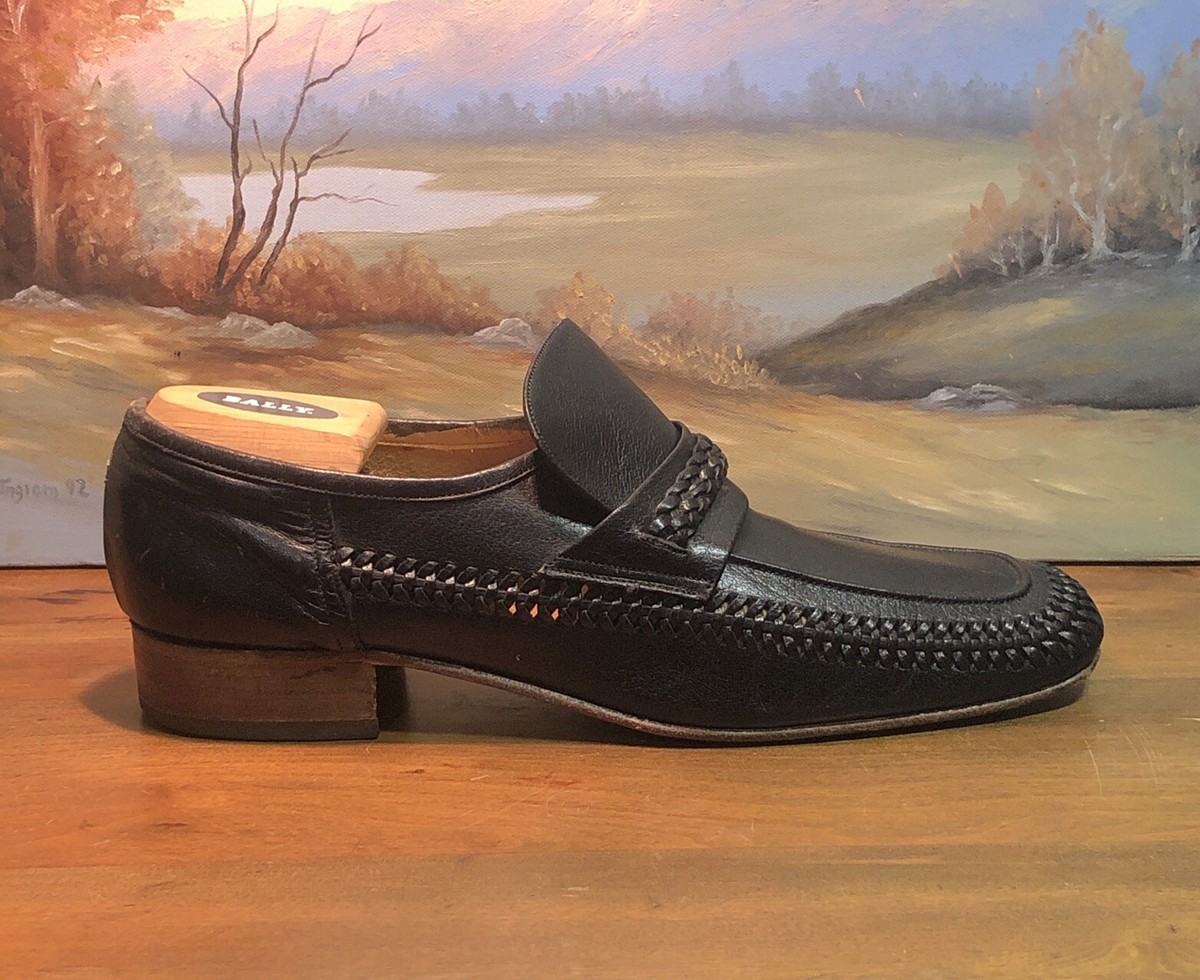 Vintage Florsheim Woven Black Leather Loafers Mens Size 101  display picture 1