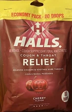 Halls ECONOMY PACK Cherry Cough & Throat Relief 80 Cough Drops - NEW