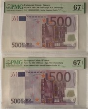 Pareja PMG 67 European Union / France 2002 / 500 euros Prefix ( U ) DUISENBERG Ñ