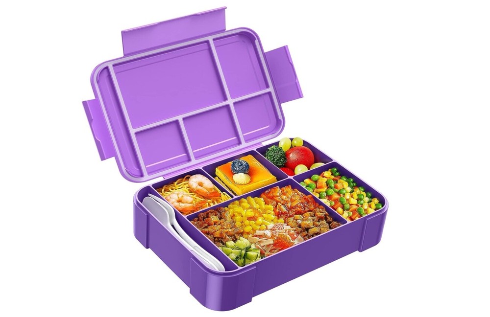 1450ML Bento Lunch Box for Kids,6 Compartment,Leakproof With Silverware,BPA FREE
