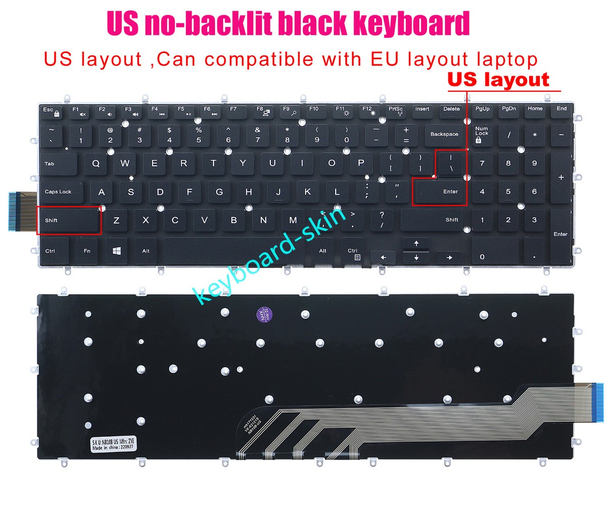 New black US Keyboard for Dell Inspiron 5565 5567 5570 5575 5665