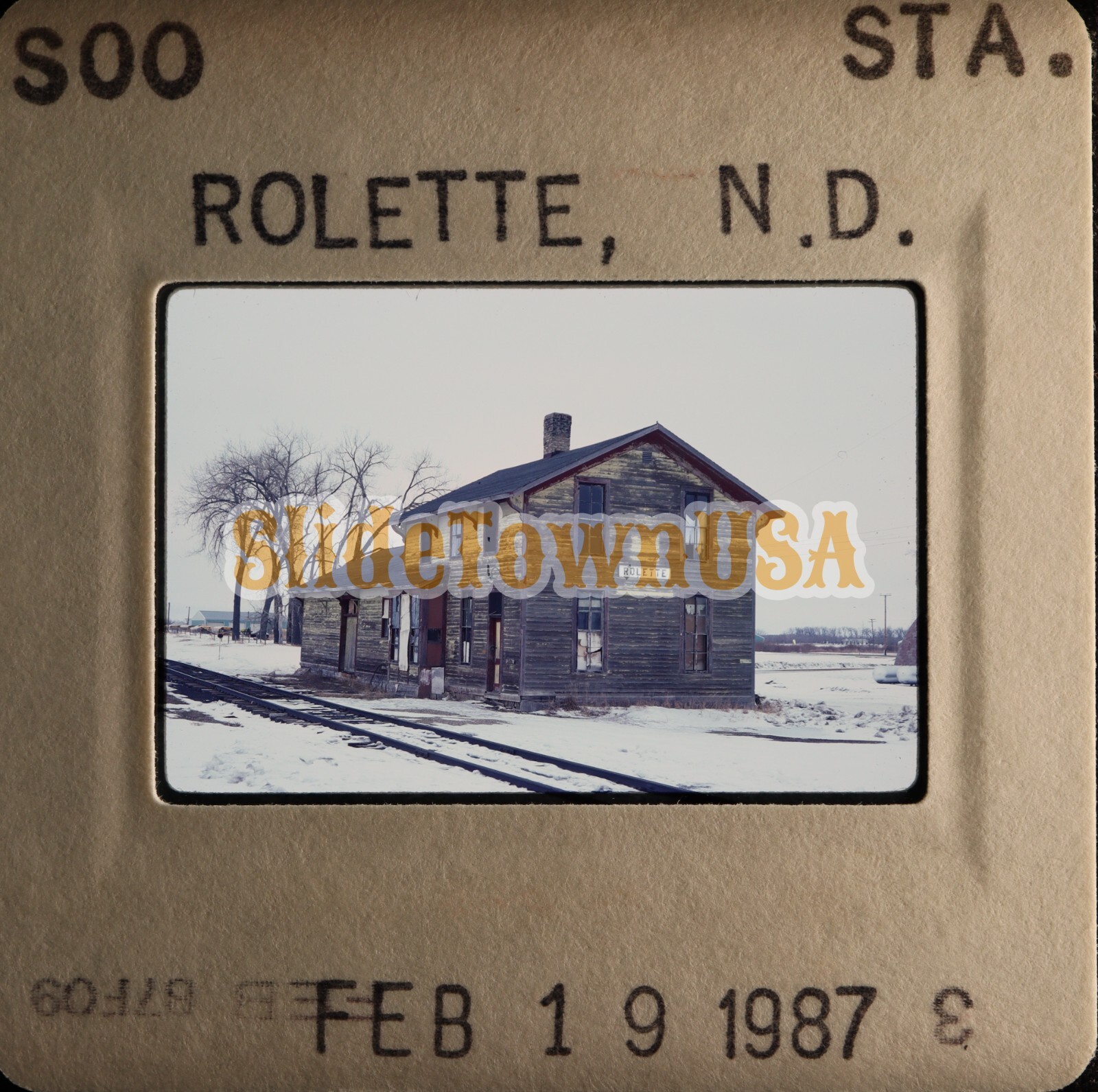 Vtg 1987 Train Slide SOO Railroad Station Rolette ND X3N117 eBay