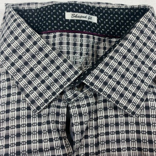 BUGATCHI Button Up Dress Shirt - Men Size Large 23x30 Shaped Fit - Picture 11 of 11