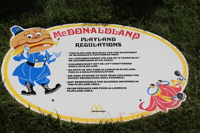 SCARCE 1980 MCDONALDLAND PLAYLAND PLAYGROUND REGULATIONS PORCELAIN