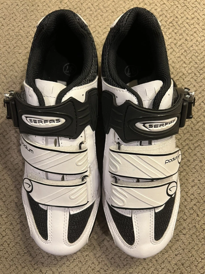 Zapato de ciclismo de carretera Serfas Podium blanco para hombre talla 37 EE. UU. talla 5 nuevo $100 Foto 2 de 3