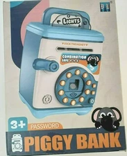 Piggy Bank PASSWORD Combination Safe, Blue - Deposit Coins & Currency