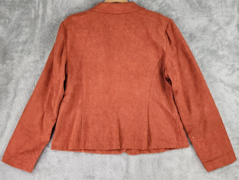R.Q.T. Chaqueta Mujer XL Naranja Quemado Abotonada Manga Larga Años 90 Blazer Vintage Foto 2 de 4