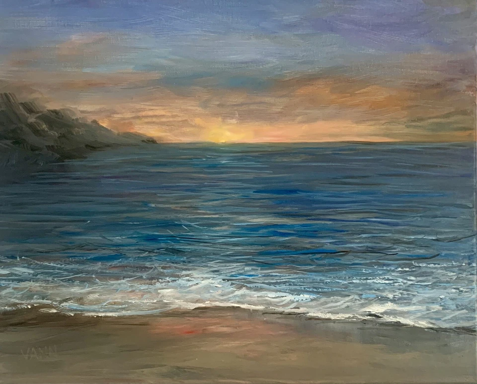 NEW SEASCAPE OCEAN PAINTING - OIL ON CANVAS BY GINA VANN 16in x 20in UNFRAMED - Image 4 of 4