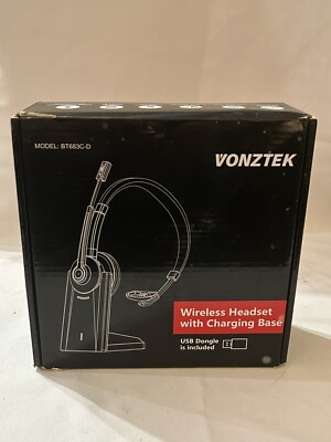 Vonztek BT683C-D Black Active Noise Cancelling Wireless On The Ear Headset