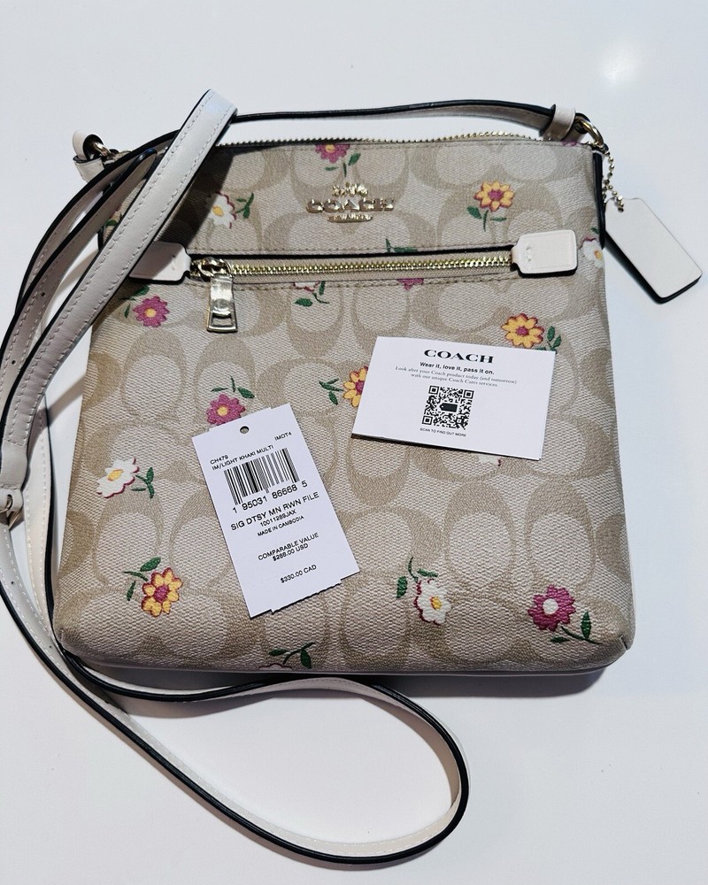 Coach Mini Rowan Purse Floral Logo Print NWT