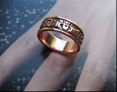Solid Copper Celtic Claddagh Band Ring Available in sizes 5,