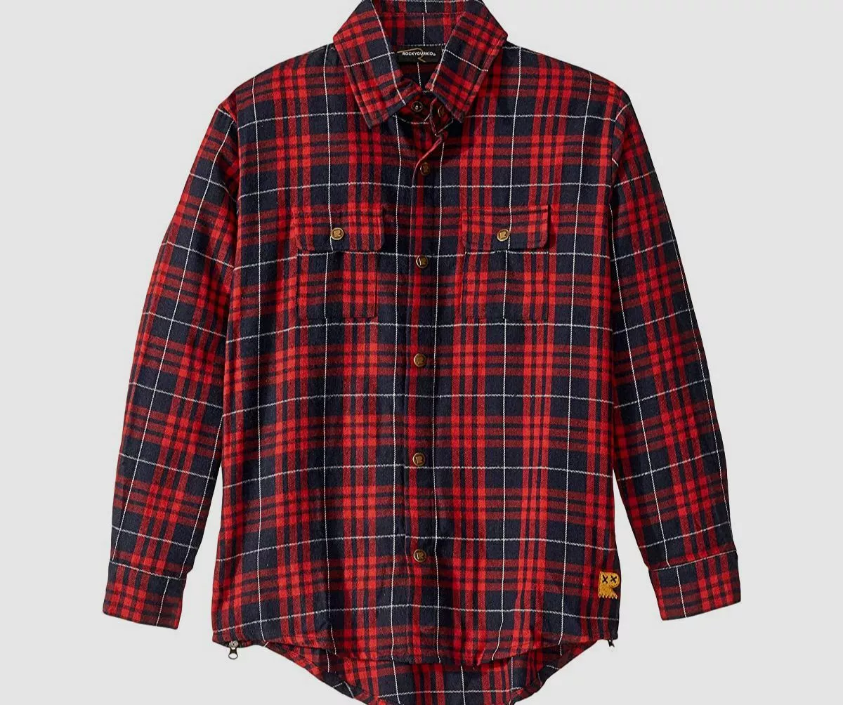 baby boy red and black flannel shirt