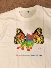 Rainbow Butterfly Unicorn Kitten T-Shirt   100 Cotton White Tee S-XL