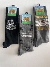 3 Pairs Animal Crossing Tom Nook Crew Socks Men/Women's 6 1/2 - 12 Nintendo New