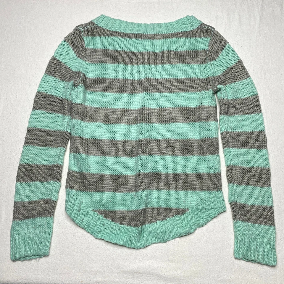 Mossimo женщин свитер sz S серый зеленый в полоску лодка шеи длинным рукавом мягкий - Изображение 2 из 4