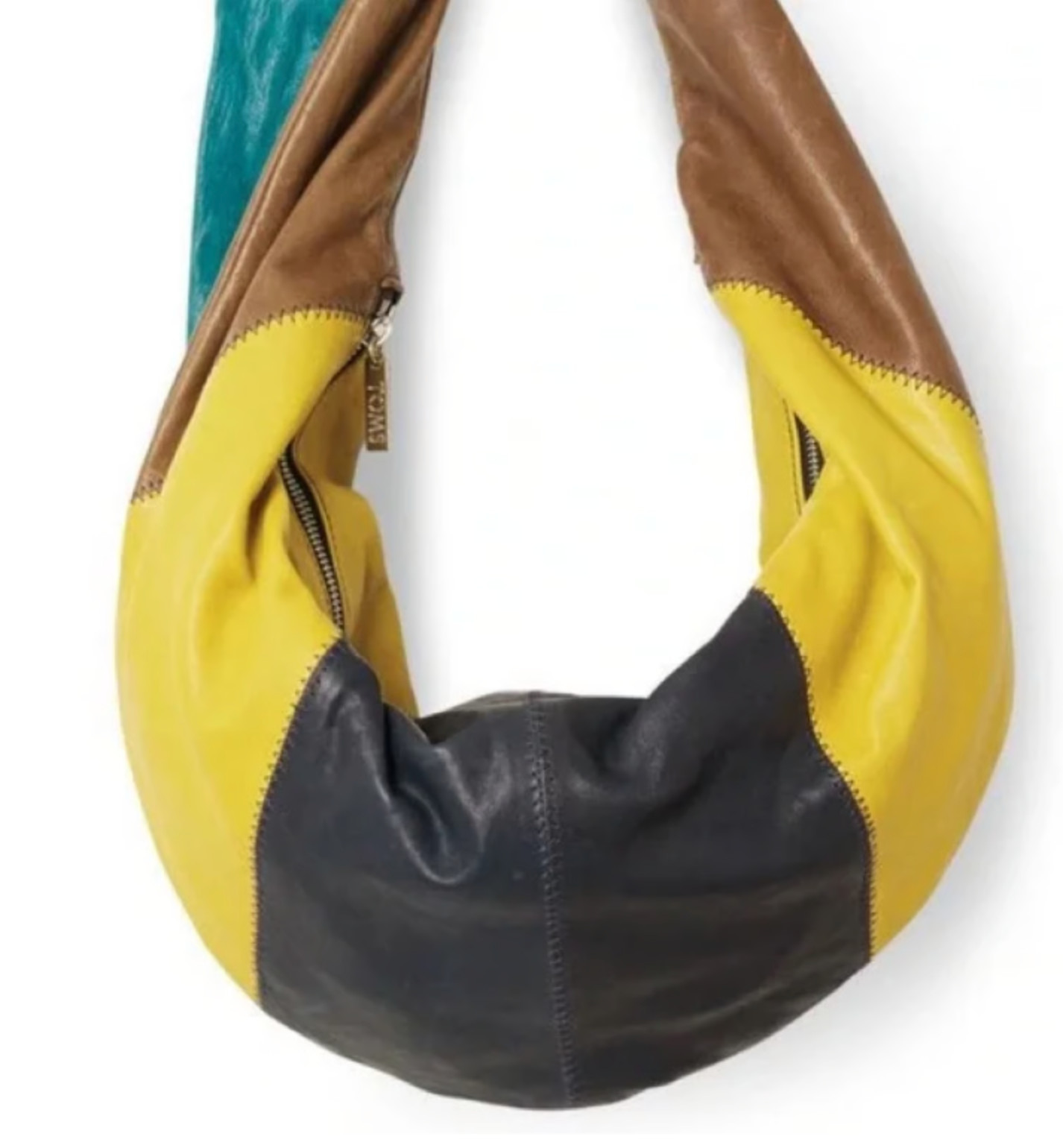 TOM'S Leather Patchwork Sling Crescent Crossbody … - image 4