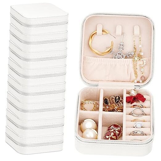 8 Pcs Jewelry Travel Case, Bridesmaid Gifts Set Of 6 & 8, Velvet White