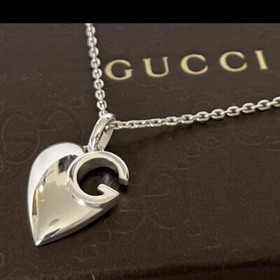 GUCCI Necklace Pendant Silver 925 Heart Motif G Women SV925