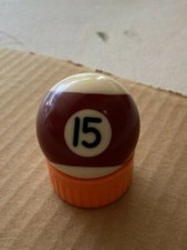 BILLIARD BALL 1 1/2" DIAMETER VINTAGE SHINEY 15 POOL BALL STRIPED REPLACEMENT