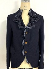Comme Des Garconsnavy Tailored Jacket With Ruffles