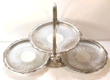 Rare Gorgeous Elegant Vintage GODINGER Silver 3 Tier Serving Tray 