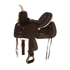 Vivien Barrel Style Saddle Chocolate Rough Out Buckstitch Full QH Bars 12" NEW
