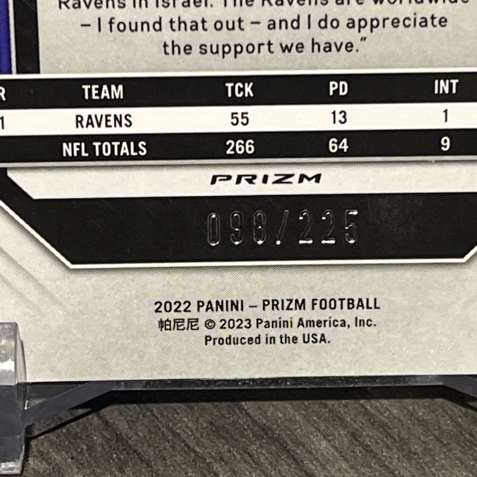 2022 Panini Prizm Marlon Humphrey /225 Purple Ice Prizm #24 Ravens - Image 3 of 3