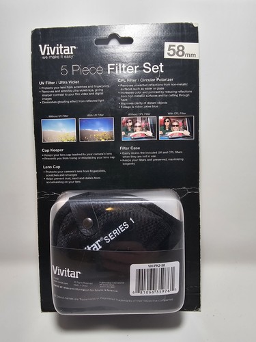 NEW Vivitar FK258 58mm 5-Piece Camera Lens Filter Set - Picture 2 of 8