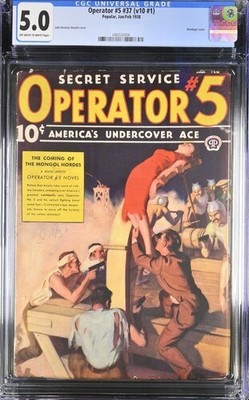Operator 5 #37 V10 #1 Pulp CGC 5.0 John Newton Howitt Bondage torture cover 1938