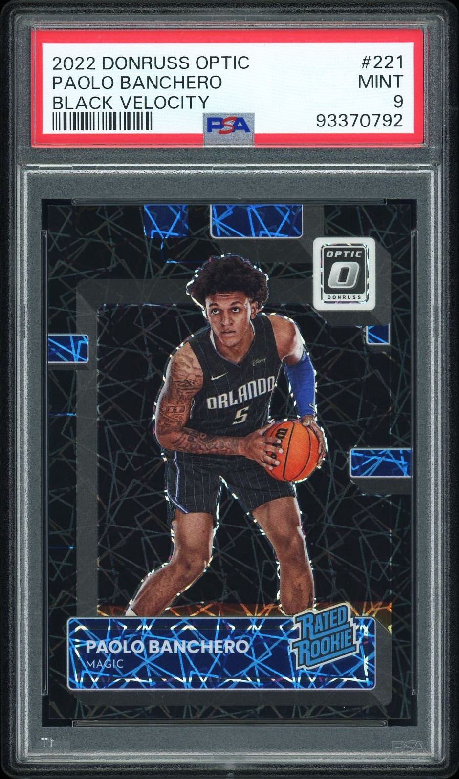 Paolo Banchero 2022-23 Panini Donruss Optic #221 Black Velocity Rookie /39 PSA 9