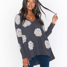 Show Me Your Mumu $148 Daisy Hug Me Long Sleeve Sweater Tunic Women's Size Small