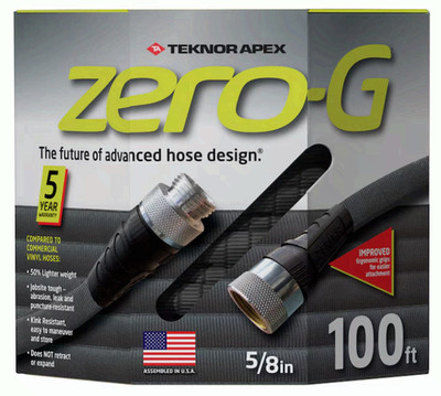 Teknor Apex Zero-G 5/8'' x 100 ft Premium Duty Kink-Free Woven Garden Hose Gray