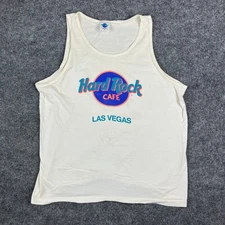 Hard Rock Cafe Tank Mens XL White Las Vegas Graphic USA Sleeveless Tourist Shirt