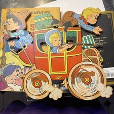 Vintage The Dolly Toy Cowboy Western Stage Coach Nursery Wall 1958 3 pieces set