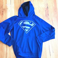Superman Hoodie Pullover Mens Size Small DC Comics Blue And Silver Shield Logo