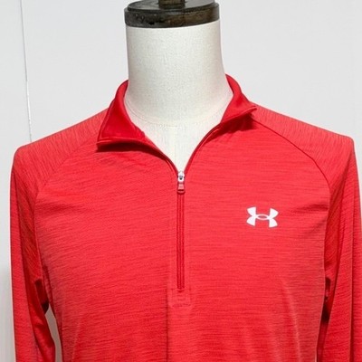 Under Armour 1/4 Zip Pullover Mens Medium Red Tech 2.0 Long Sleeve 1345712