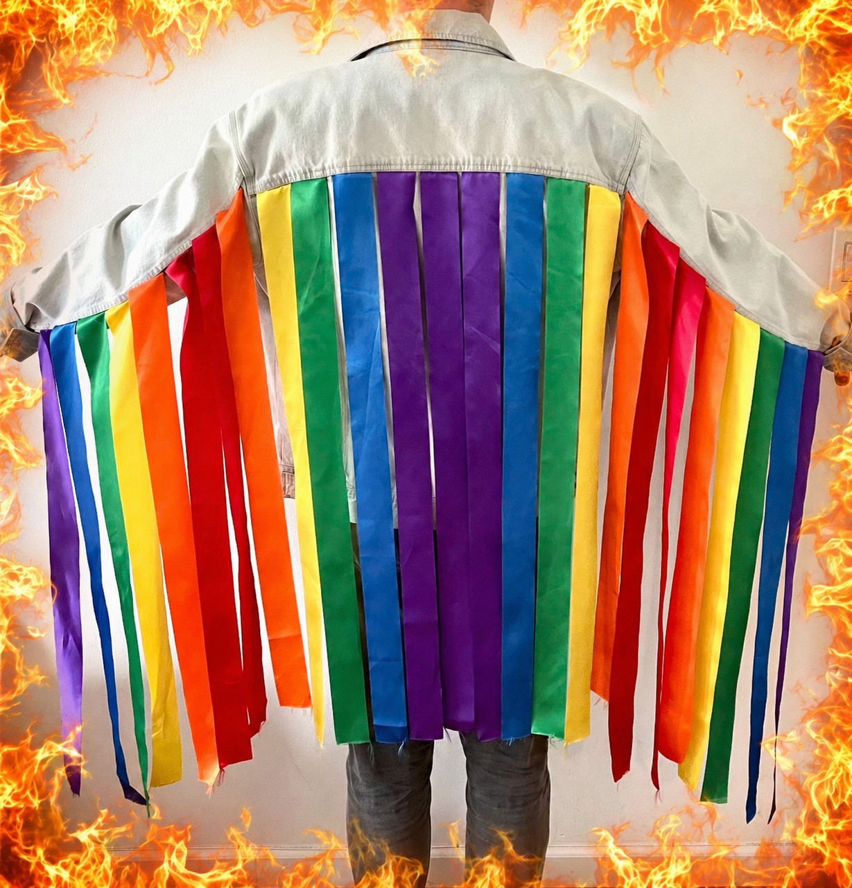 Dickies Light Blue Denim YAS-Jacket Size L Rainbow Pride Mon