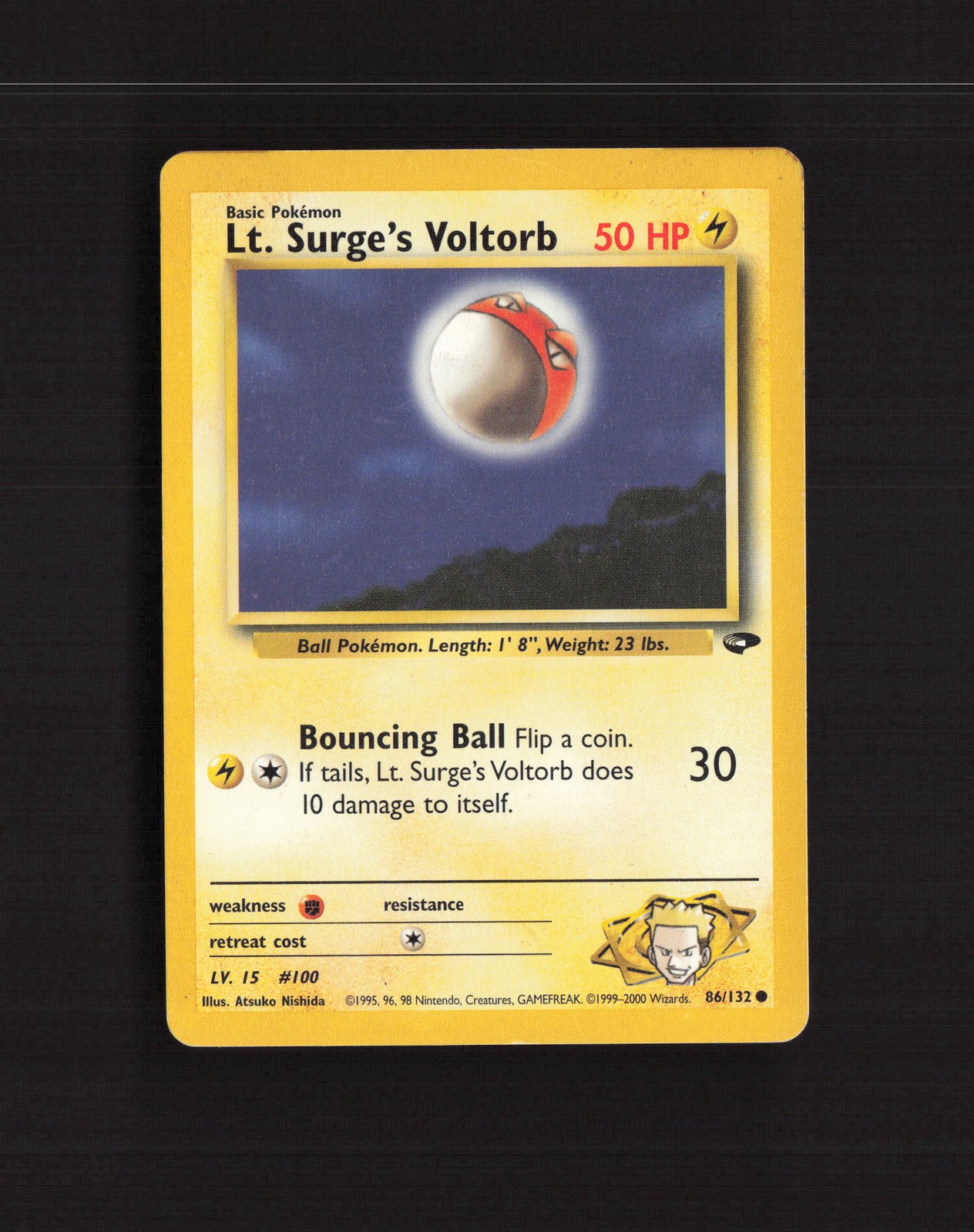Lt. Surge's Voltorb 86/132 Gym Challenge Common Pokemon Card MP