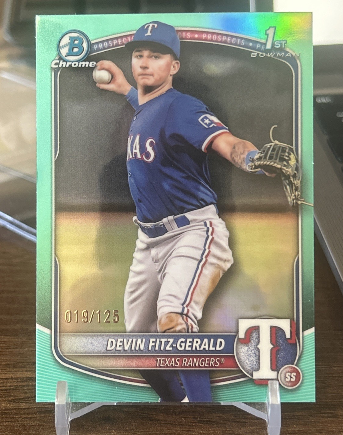 2025 Bowman Chrome Devin Fitz-Gerald 1st Aqua Refractor /125 Rangers