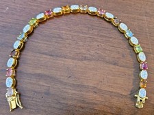 China Joan Rivers Stamped: Goldtone Classic Multi Color Rhinestone 7.3” Bracelet