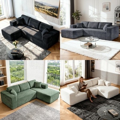 108" Cloud Modular Sofa with L-Shape Chaise Deep Seat Boneless Couch | eBay