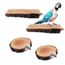 Wood Bird Perch 4PCS Natural Wooden Stand Platform Parrot Cage Accessories fo...