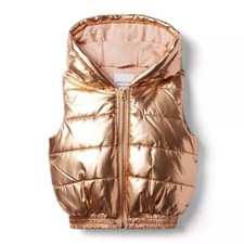 Janie and Jack Metallic Hooded Puffer Vest - Size 12-18 months